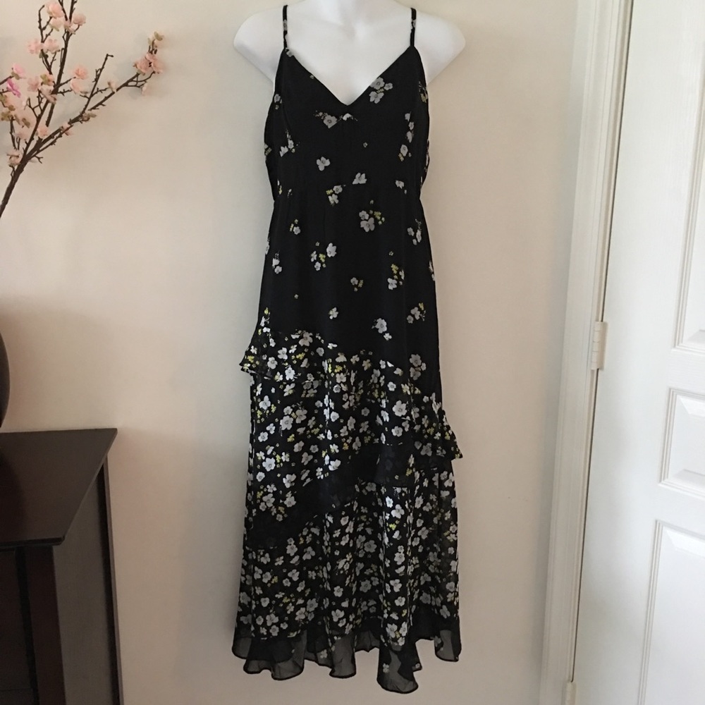 Bardot Floral Ruffle Chiffon Midi Size 6/Small
